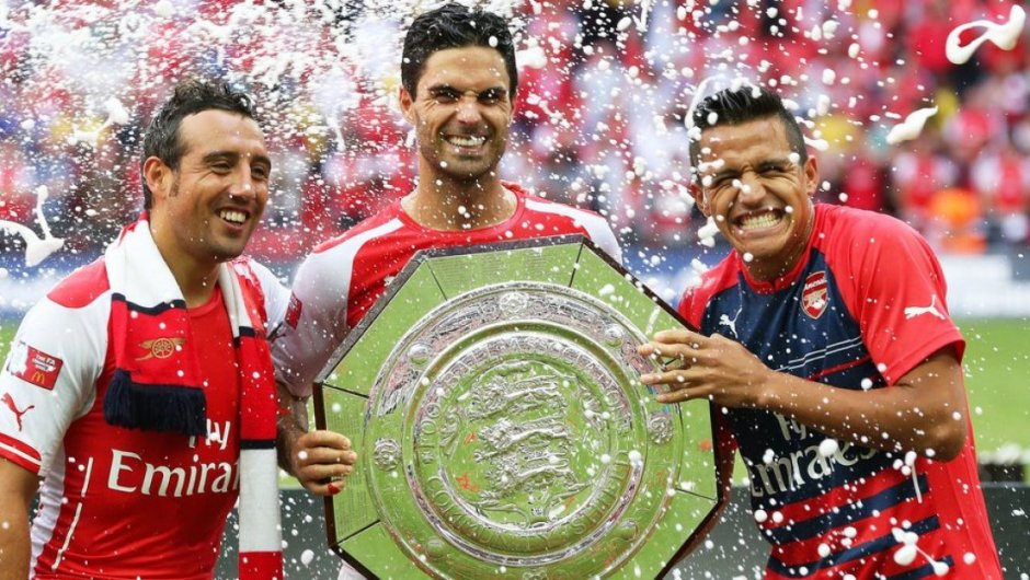 Santi Cazorla, Mikel Arteta y Alexis Sánchez. 